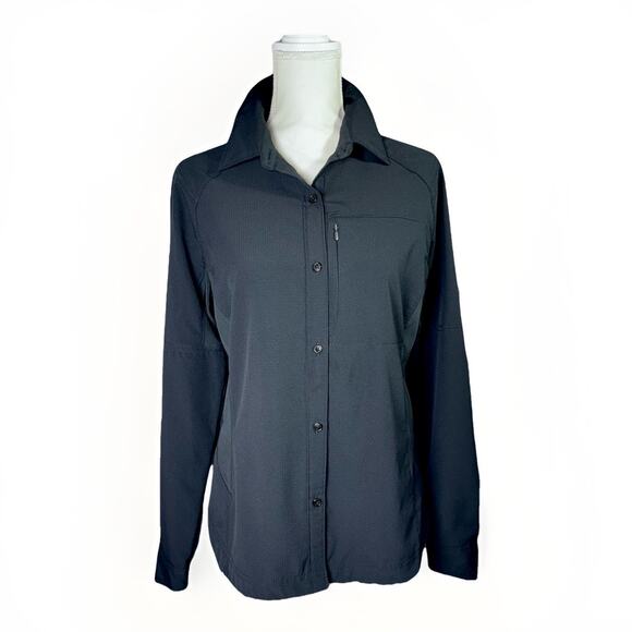 Columbia Omni-Shade Shirt Womens Large Black Button Long Sleeve Vent Outdoor Sun - Picture 1 of 11